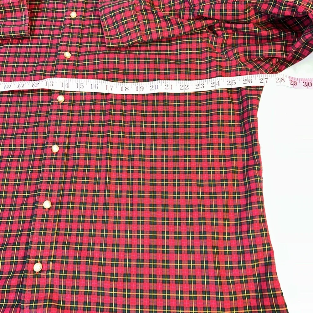 Ralph Lauren Shirt Men‎ Red Black Plaid Button Up Long Sleeve Polo Logo Sz XXL